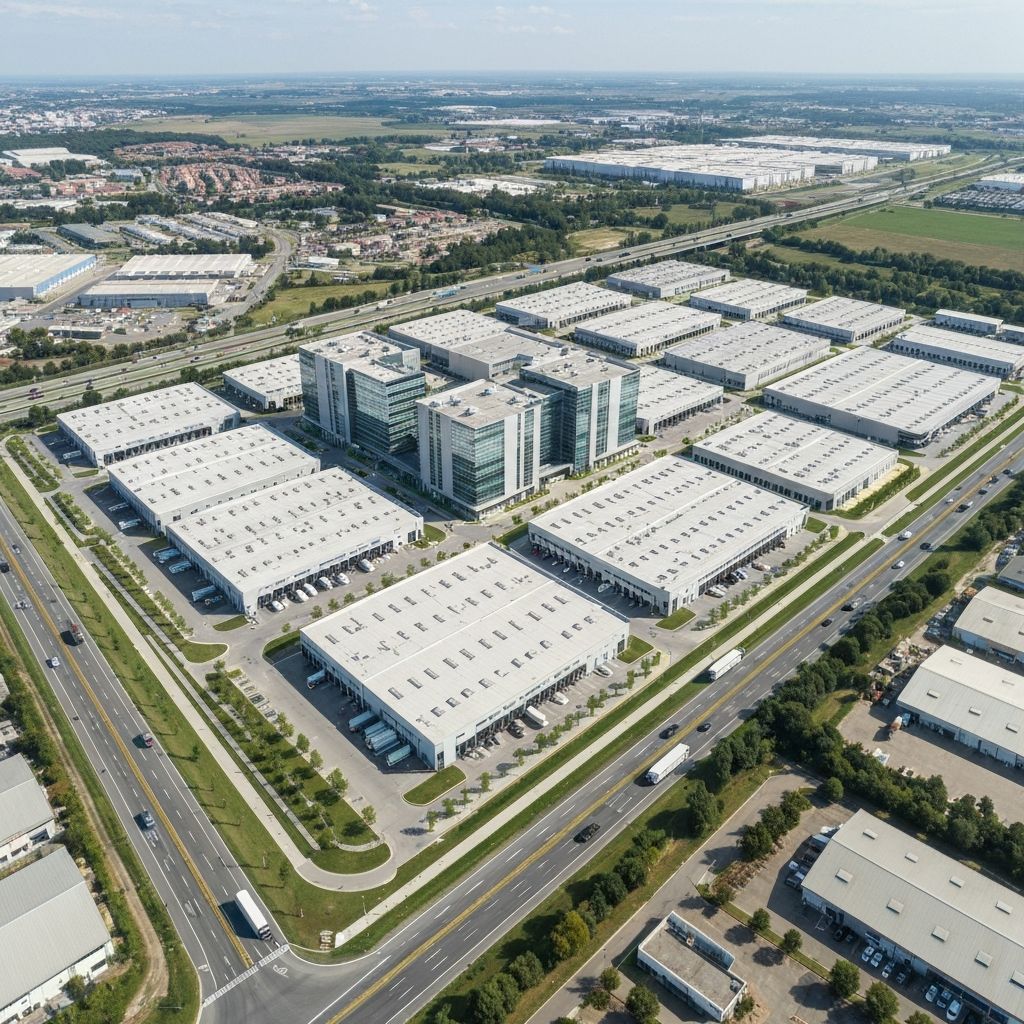 Warehouse site planning aerial view